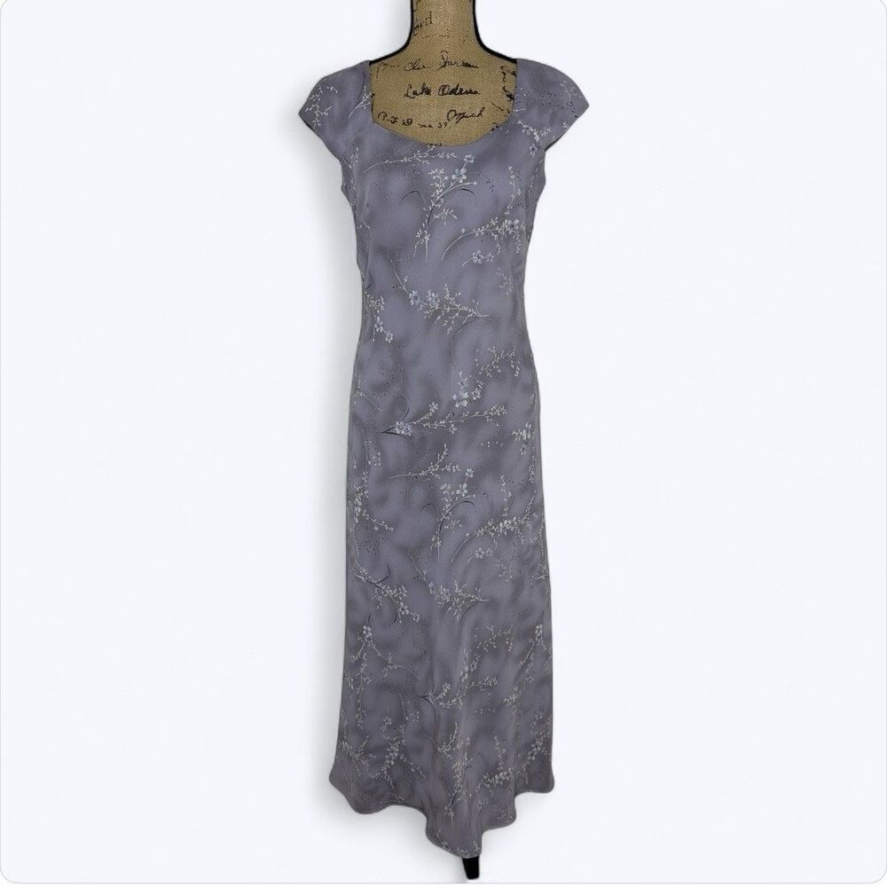 Vintage Tailor B Moss Floral Maxi Dress Womens Sz 8 Purple Fairy‎ Church 90s Y2K